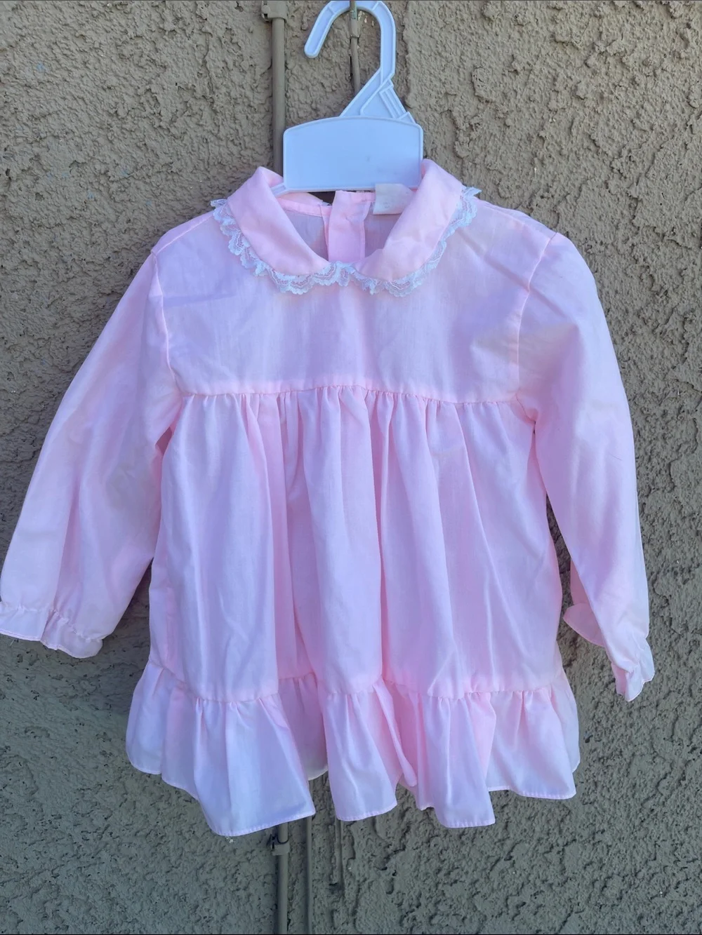 Source Unknown Pink Floral Lace-Trim Girls' Long Sleeve Top